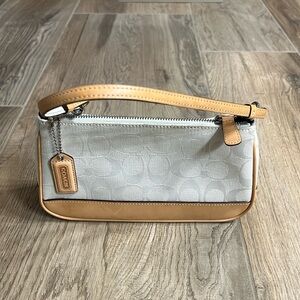 Coach nolita white signature with tan leather bottom and strap